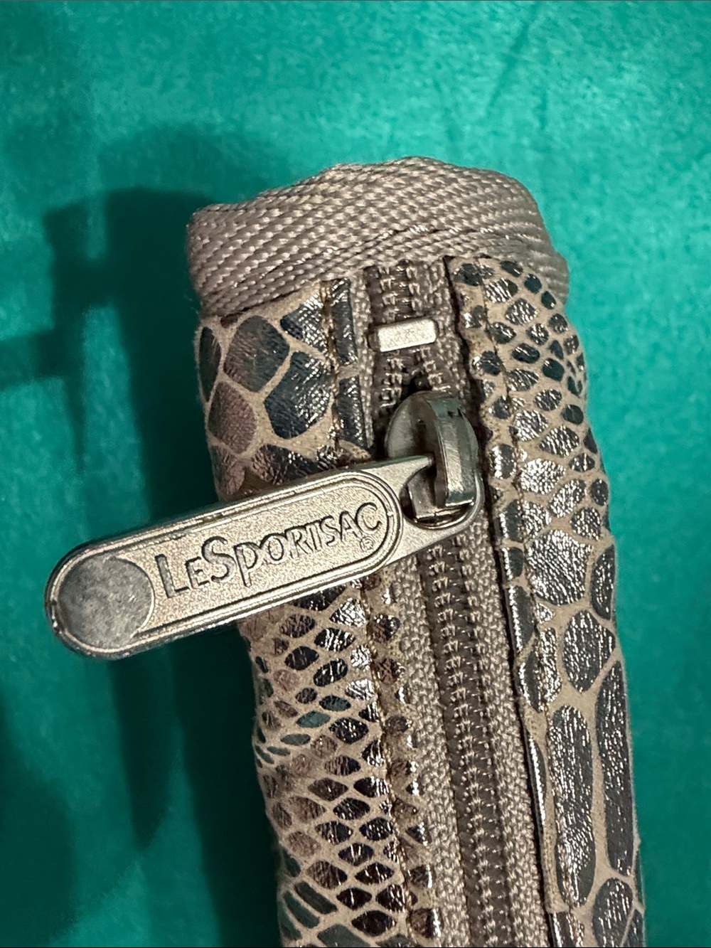 LeSportsac Silver & Black Snake-Print Zip Cosmetic Pouch - Picture 8 of 10